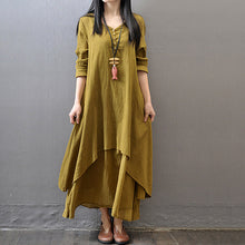 Spring Summer Women Long Cotton Linen Dress