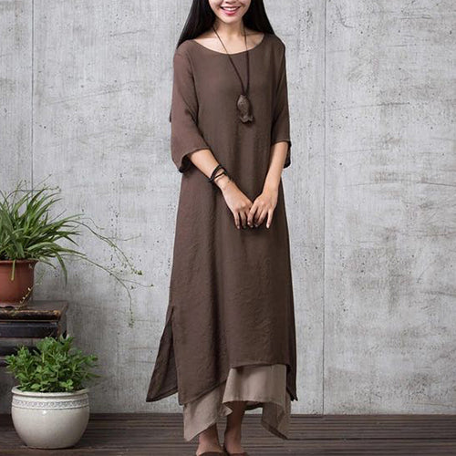 Loose Cotton Linen Long Summer Dress