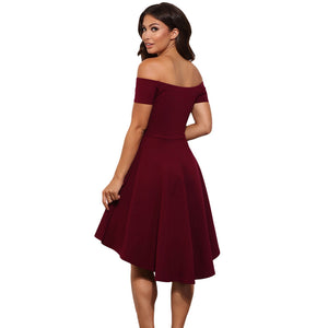 New Summer Women Burgundy Blue A-Line Dress