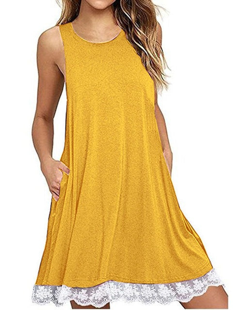 Women Plus Size Lace Stitching Dress 2