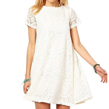New Summer Lace Dress Casual Loose O Neck Short Sleeve Sundress H