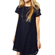 New Summer Lace Dress Casual Loose O Neck Short Sleeve Sundress H